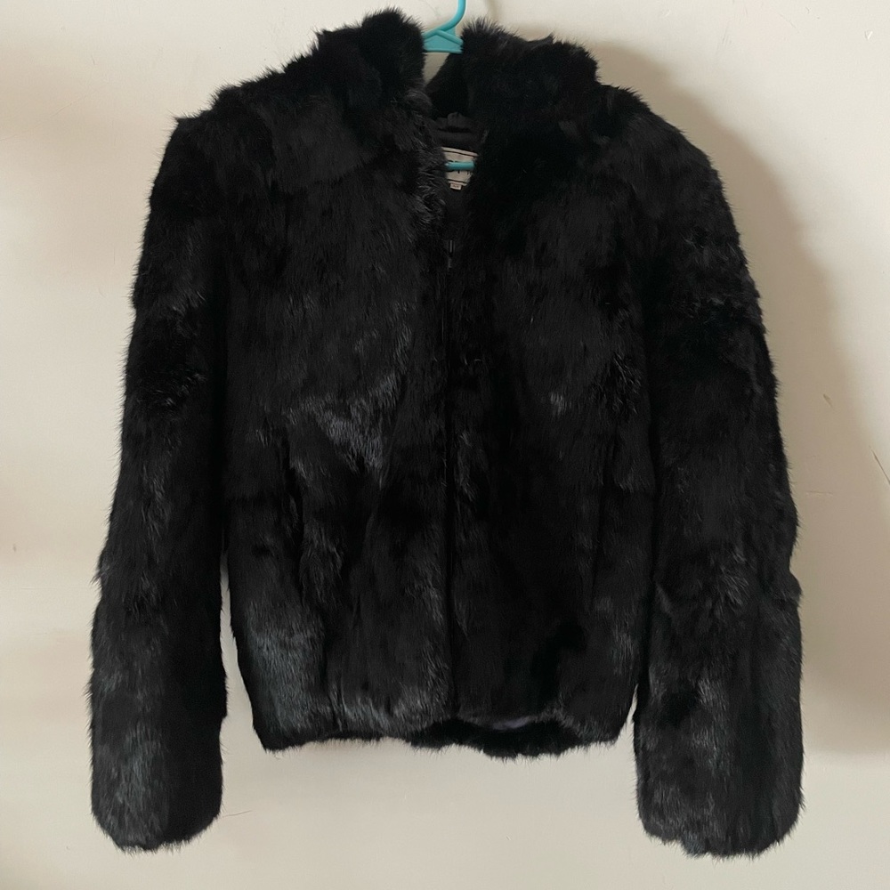 GDT Too Women Faux Fur Jacket With Hoodie Size M